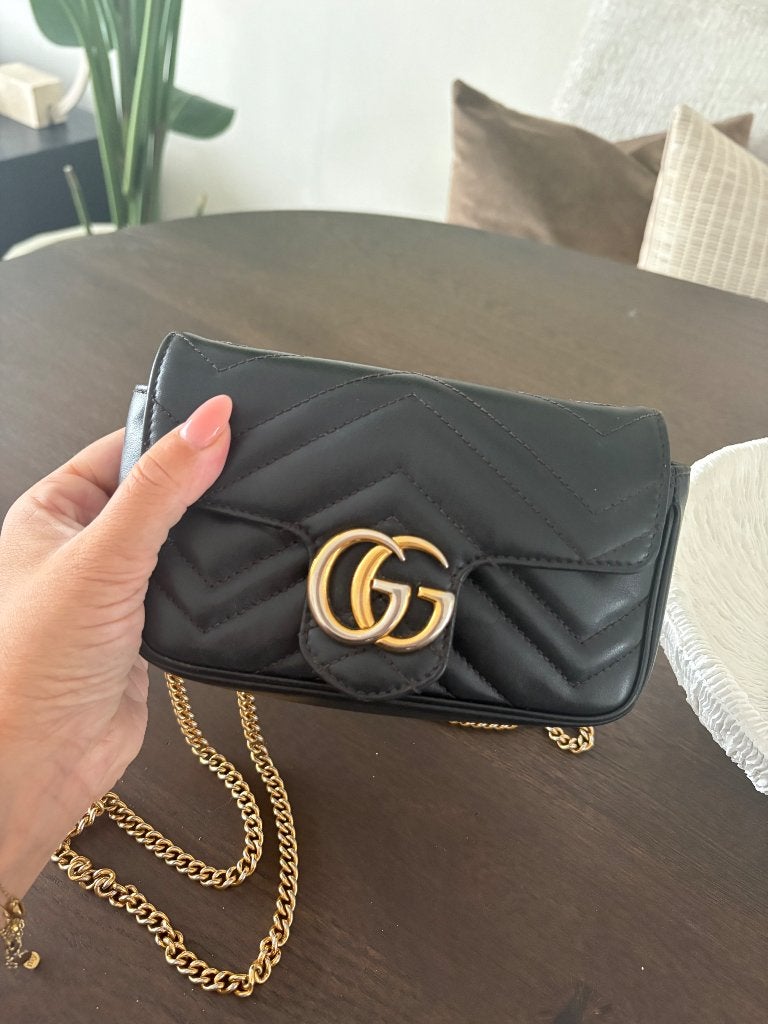 Gucci Marmont bag mini, Sieraden, Tassen en Uiterlijk, Tassen | Damestassen, Ophalen of Verzenden, Gebruikt, Zwart, Schoudertasje