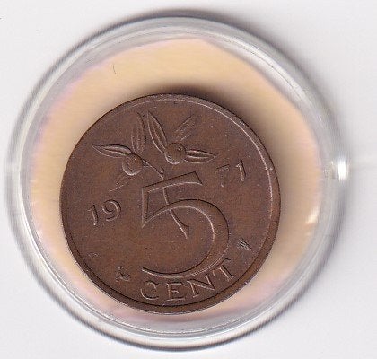 5 Cent 1971  Zeer Fraai, Verzenden, Koningin Juliana, 5 cent, Losse munt
