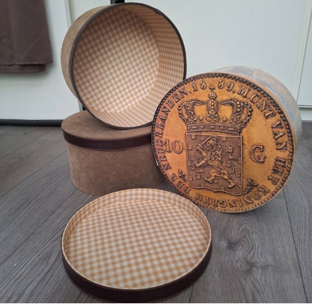 Set van 3 vintage hoedendozen - decoratie & opslag, Ophalen, Gebruikt, Overige materialen