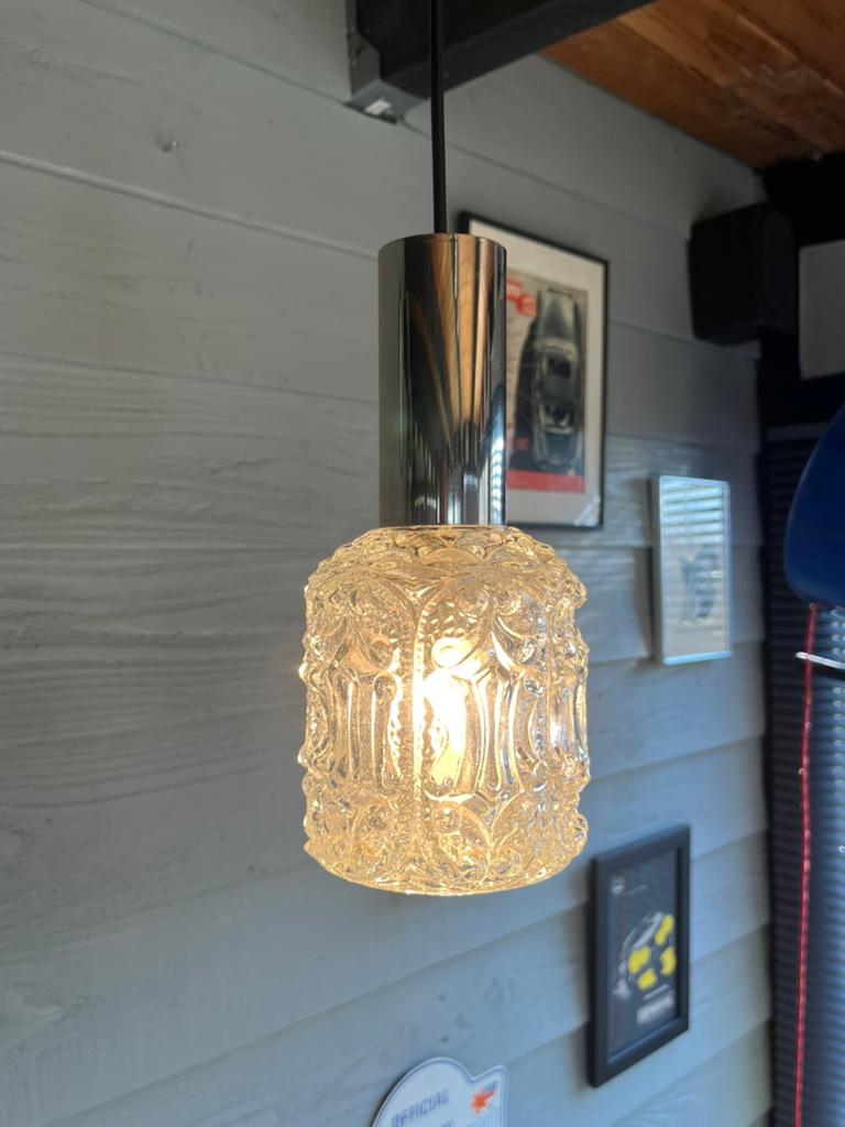 Vintage mid century kristallen hanglamp Bankamp Leuchten,, Ophalen of Verzenden, Gebruikt, Glas, Vintage mid century kristallen hanglamp retro space age