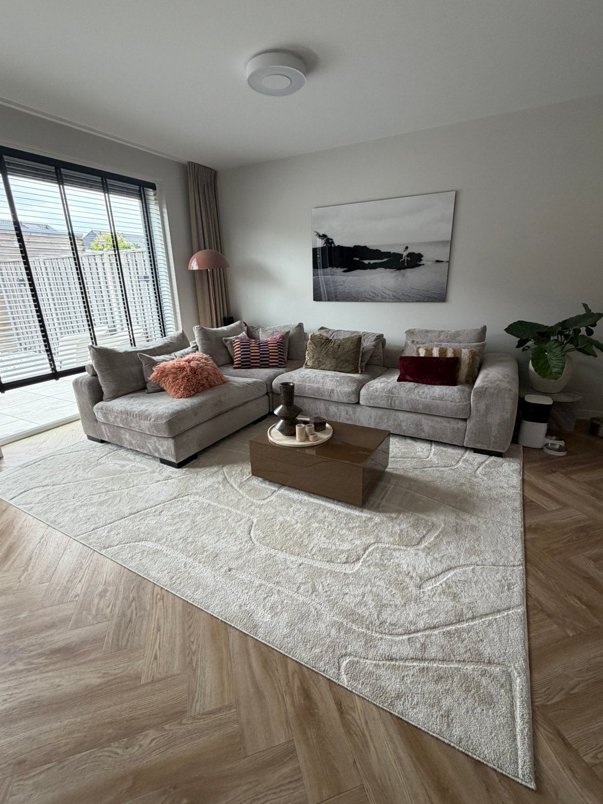 Vloerkleed beige 240X340 cm, Ophalen, Japandi, Abstract, Beige, 200 cm of meer