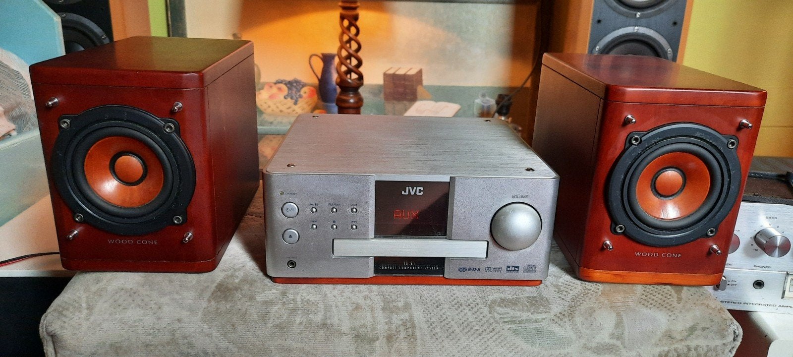 Jvc ex-a1 set met wood cone luidsprekers zeldzaam ✅️ ️, Ophalen, Gebruikt, JVC