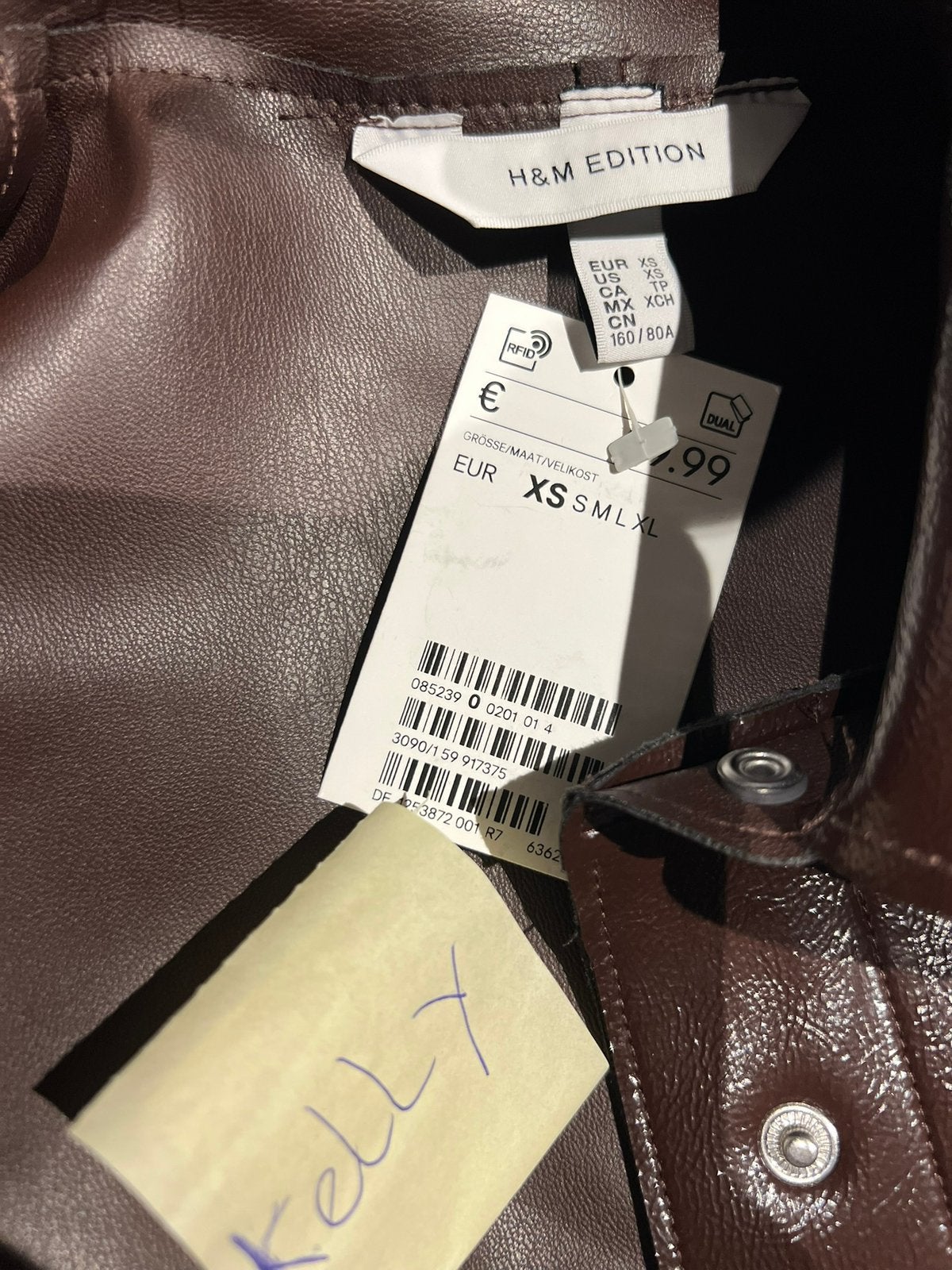 H&M blouse glans xs nep leer nieuw met kaartjes, H&M, G, Bruin, T