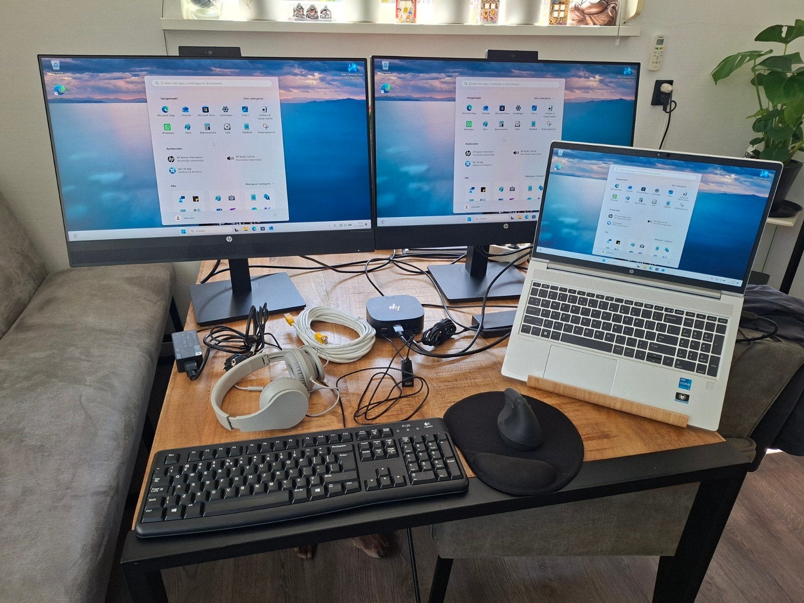 Complete HP Thuiswerkset: Probook 450 G9, 2x M27M Schermen, Computers en Software, Ophalen, 500 GB Nvme, 15 inch, Intel Core i5 12de generatie