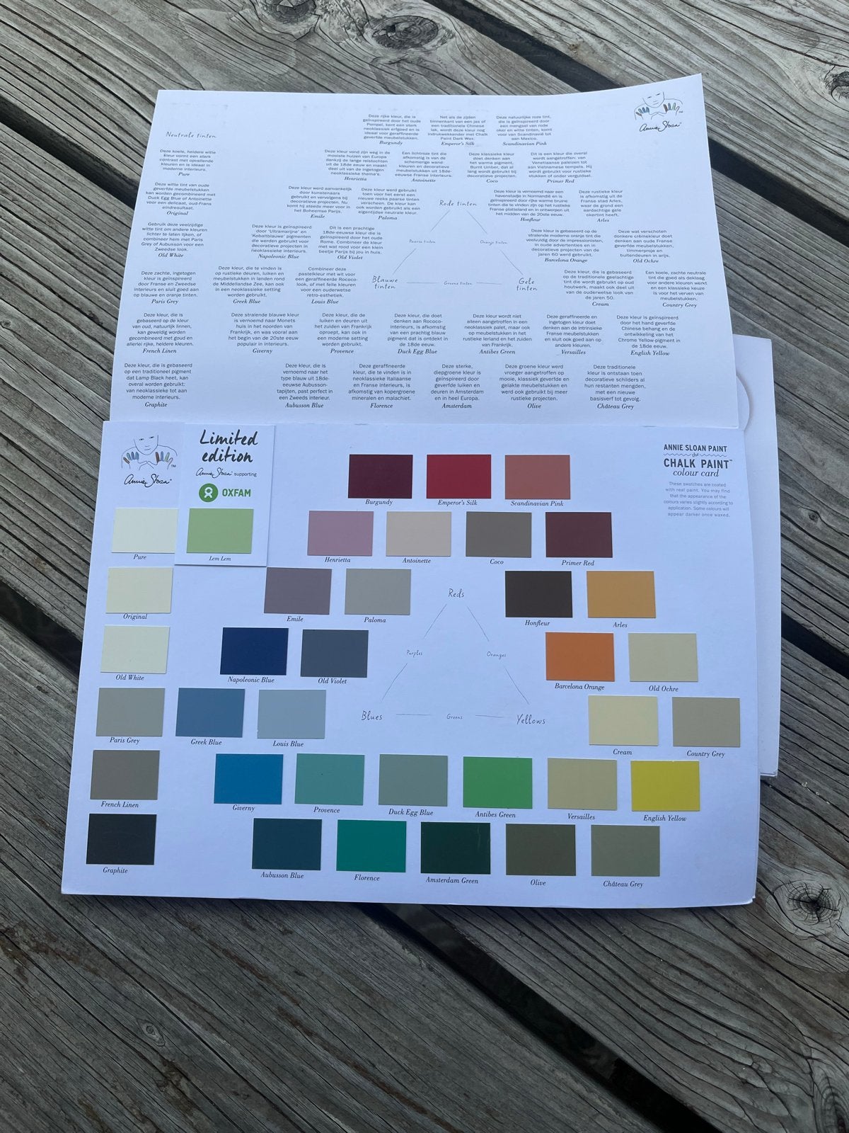 12 x Annie Sloan Chalk Paint kleurenkaart - Limited Edition, Doe-het-zelf en Verbouw, Verf, Beits en Lak, Ophalen of Verzenden