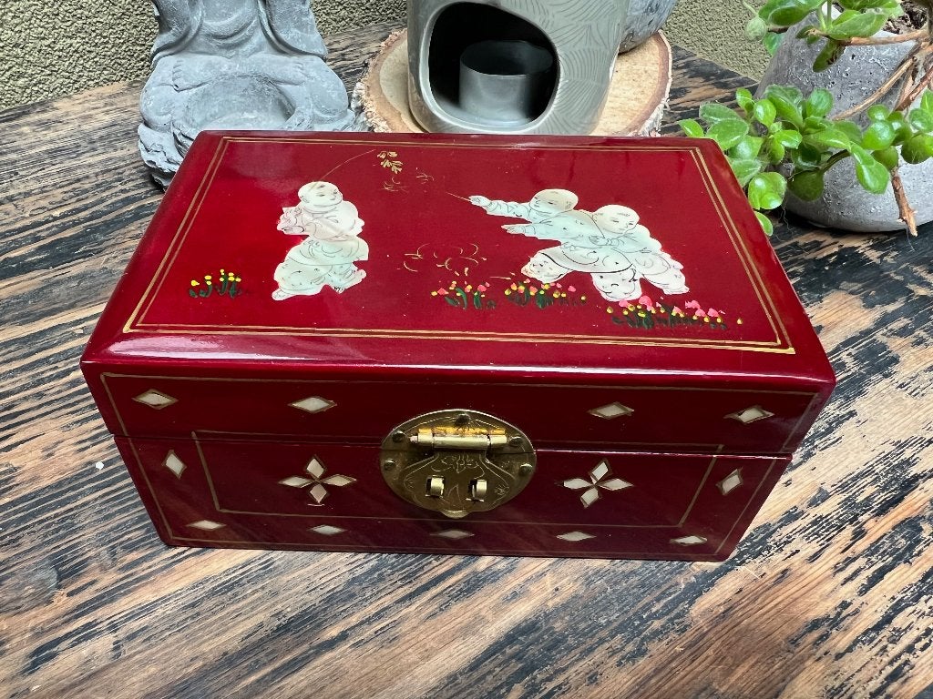 chinees sieraden juwelen kist doosje chinese parelmoer, Antiek en Kunst, Hout, Handgemaakt, Afrika, Doos