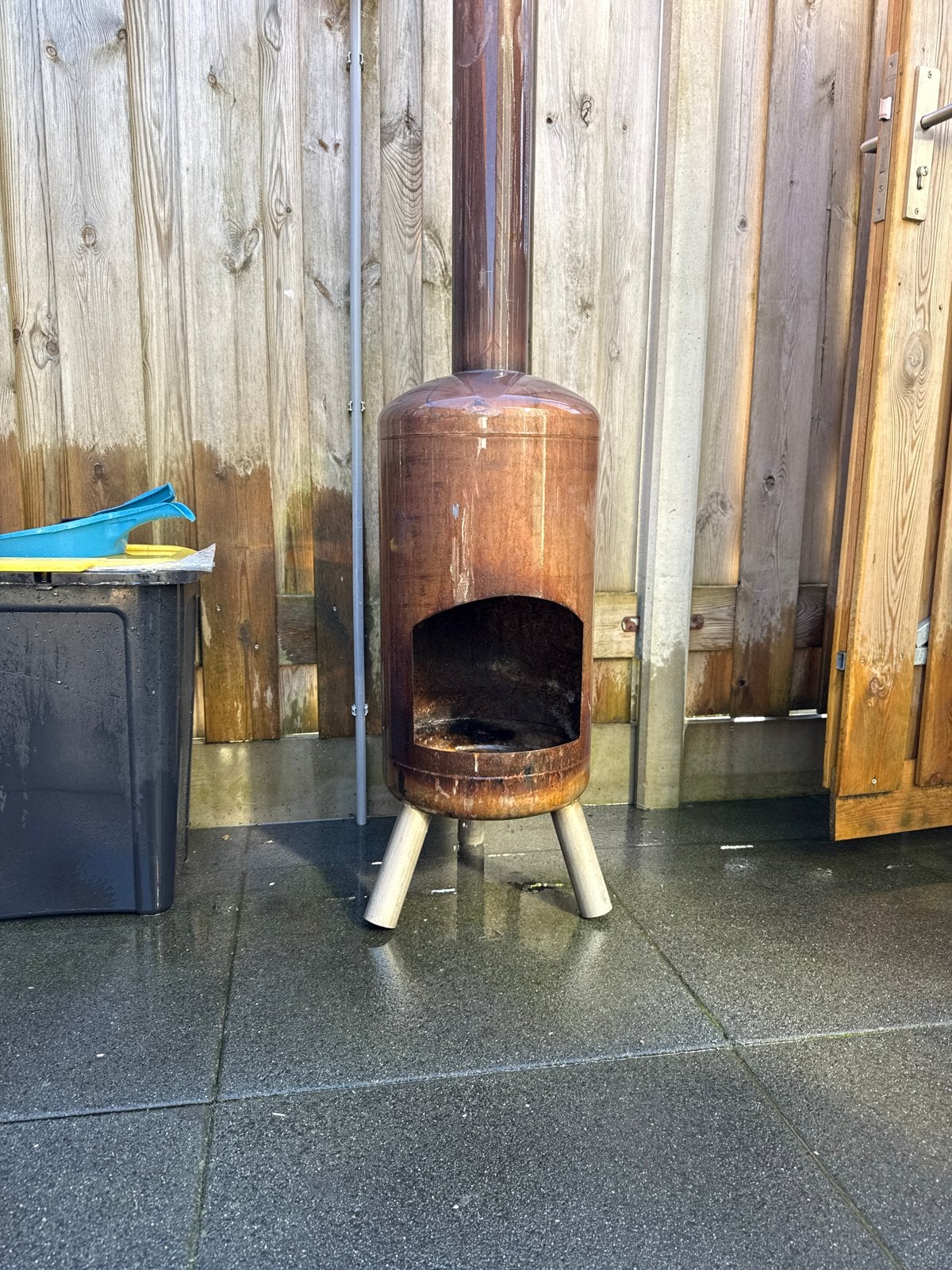 Robuuste RVS vuurpot met lange pijp, Ophalen, Gebruikt, Vuurton