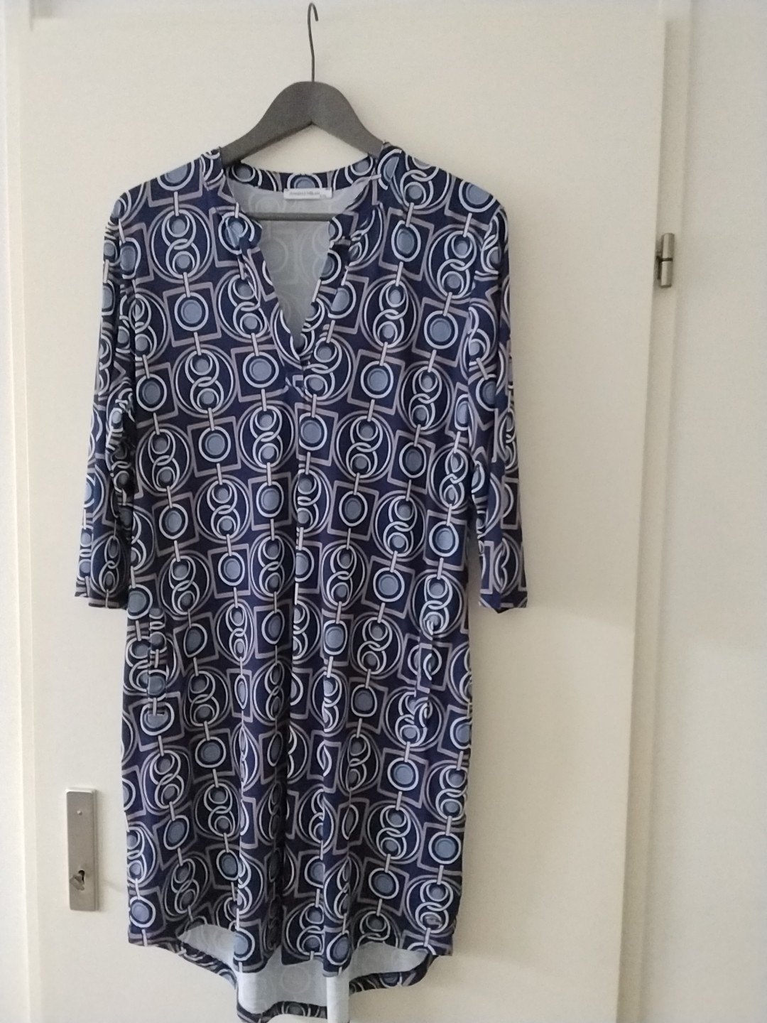 Jurk Angelle Milan blauw nleuw met wit XXL, Wit, Maat 46/48 (XL) of groter, Nieuw, Ophalen of Verzenden