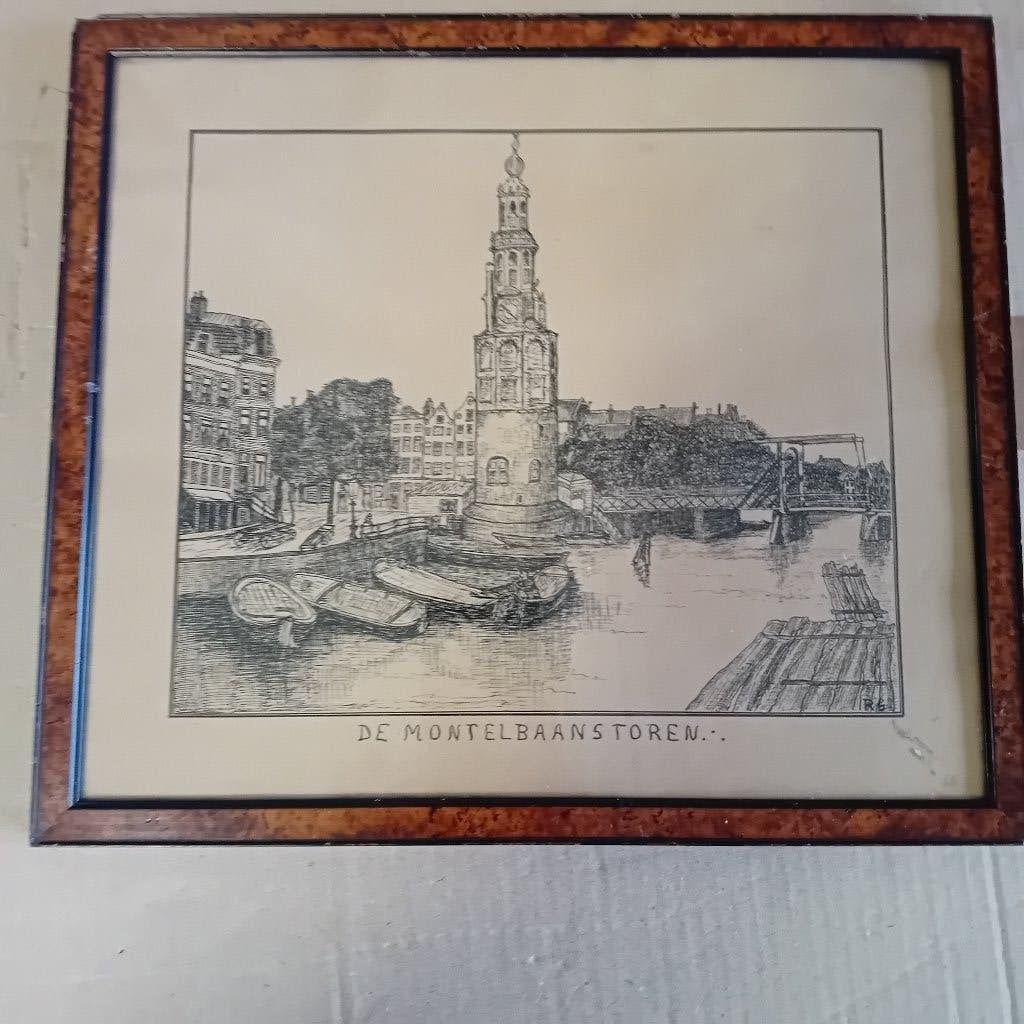 oud schilderijtje toren, Ophalen of Verzenden