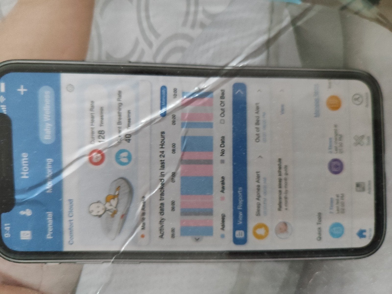 Slaapmonitor Motorola Hubble Comfort Cloud Baby, Ophalen, Zo goed als nieuw, 250 meter of meer