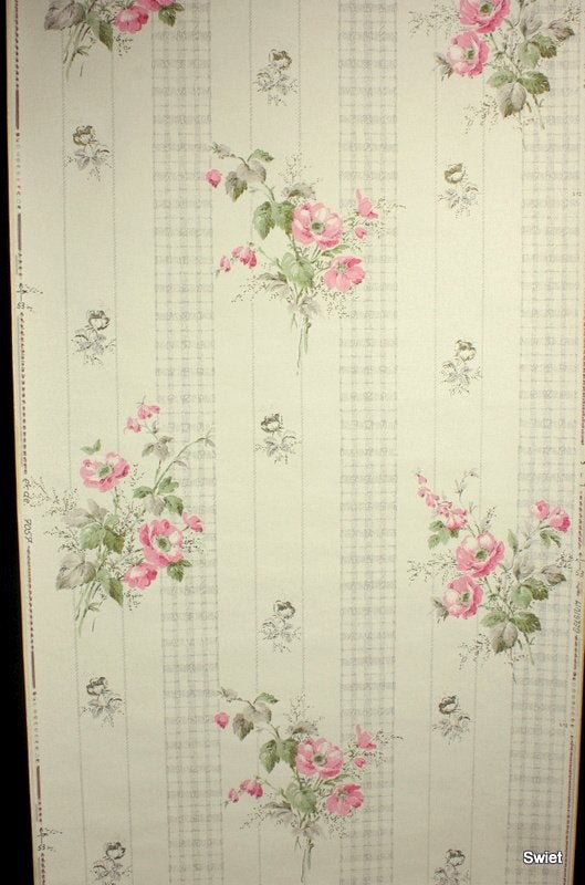 8185 vintage rozen behang jaren 50 romantisch floral swiet, Ophalen of Verzenden, Groen