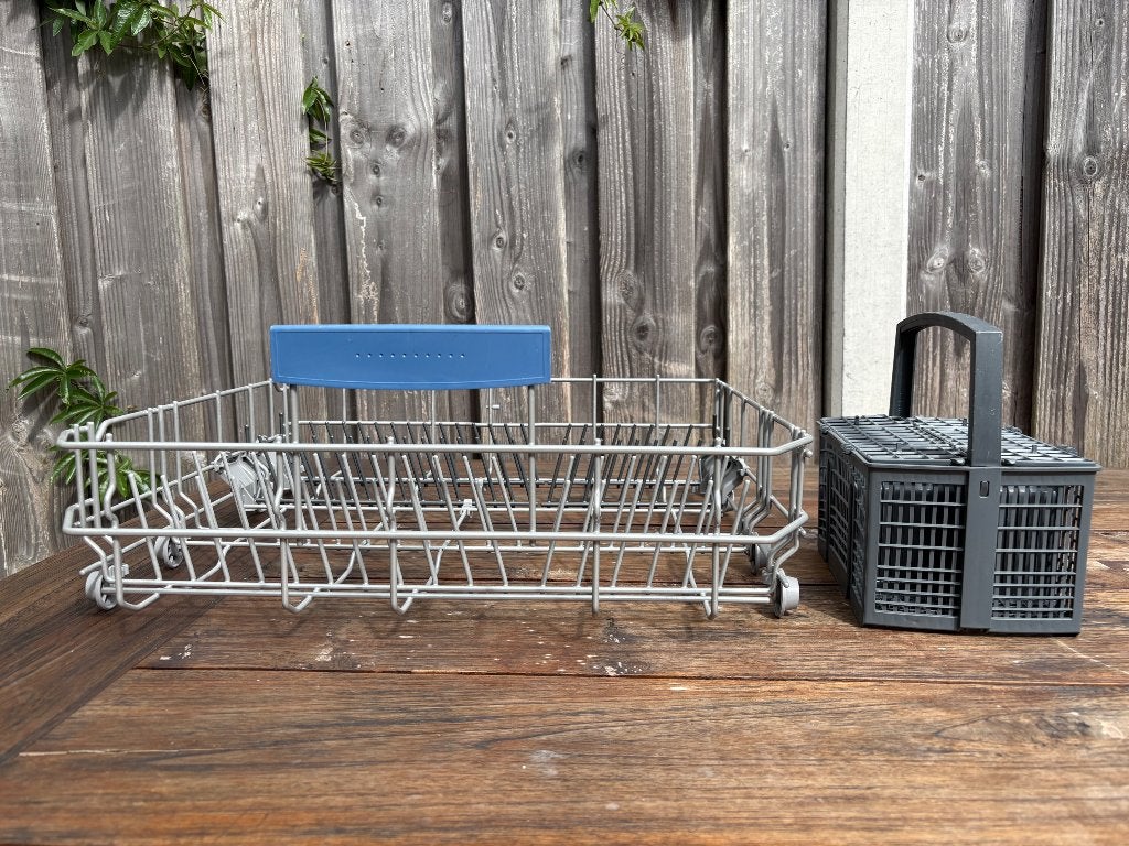 Vaatwaskorf plus bestekmand, Gebruikt, Bordenrek, Ophalen of Verzenden, Metaal