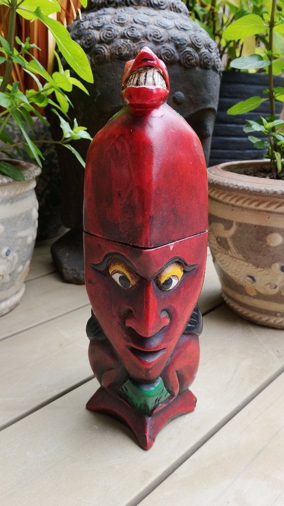 Indonesisch Polynesische kunst houten masker kistje, Ophalen of Verzenden