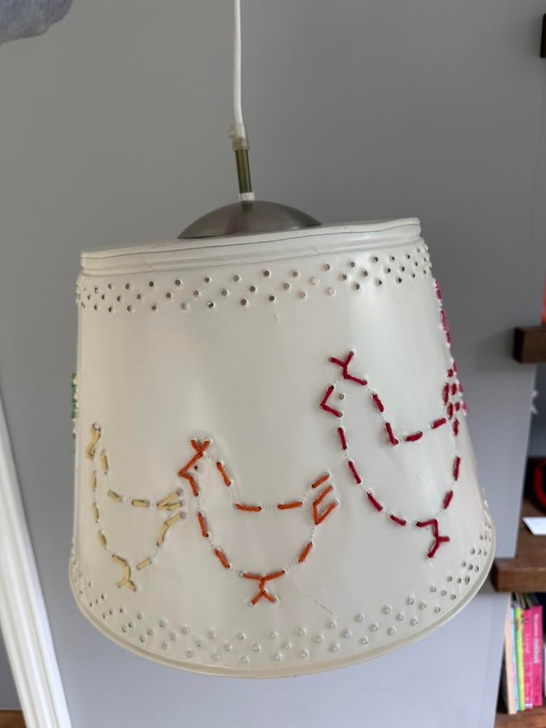Unieke lampenkap met kippen voor kinderkamer, Ophalen, Zo goed als nieuw, Rond