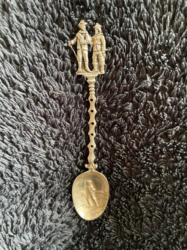 Vintage Zilverkleurige Lepel met Gedetailleerde Figuren, Ophalen of Verzenden