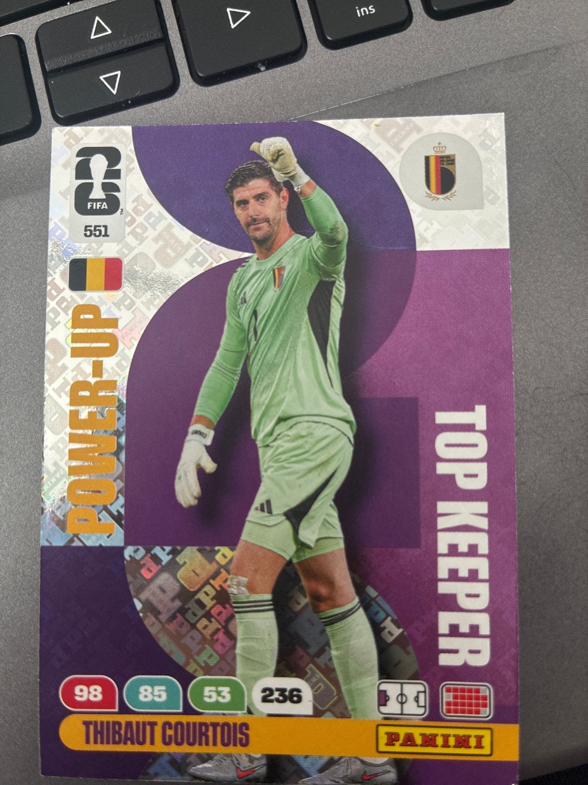 Thibaut Courtois Voetbal Kaart - Panini FIFA Power-Up, Ophalen, Gebruikt, Buitenlandse clubs, Spelerskaart