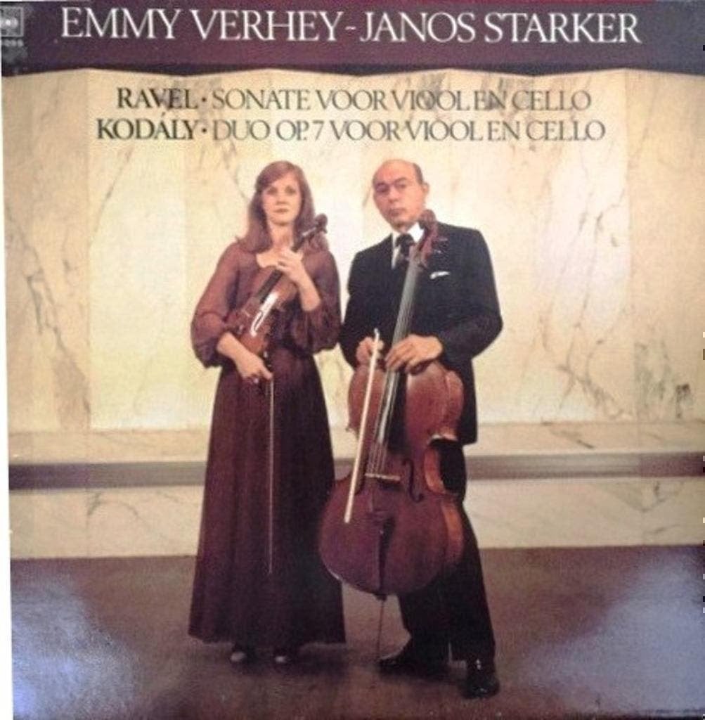 Emmy Verhey Janos Starker, Ravel Kodály Sonate  Viool Cello, Kamermuziek, Ophalen of Verzenden, Zo goed als nieuw, 12 inch