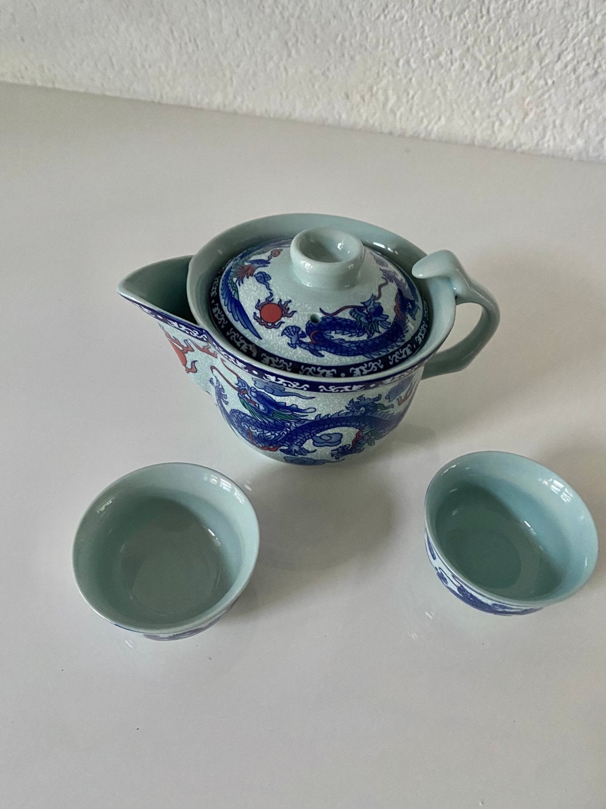 Klein theepotje en 2 kopjes, draak, china/azie, Ophalen