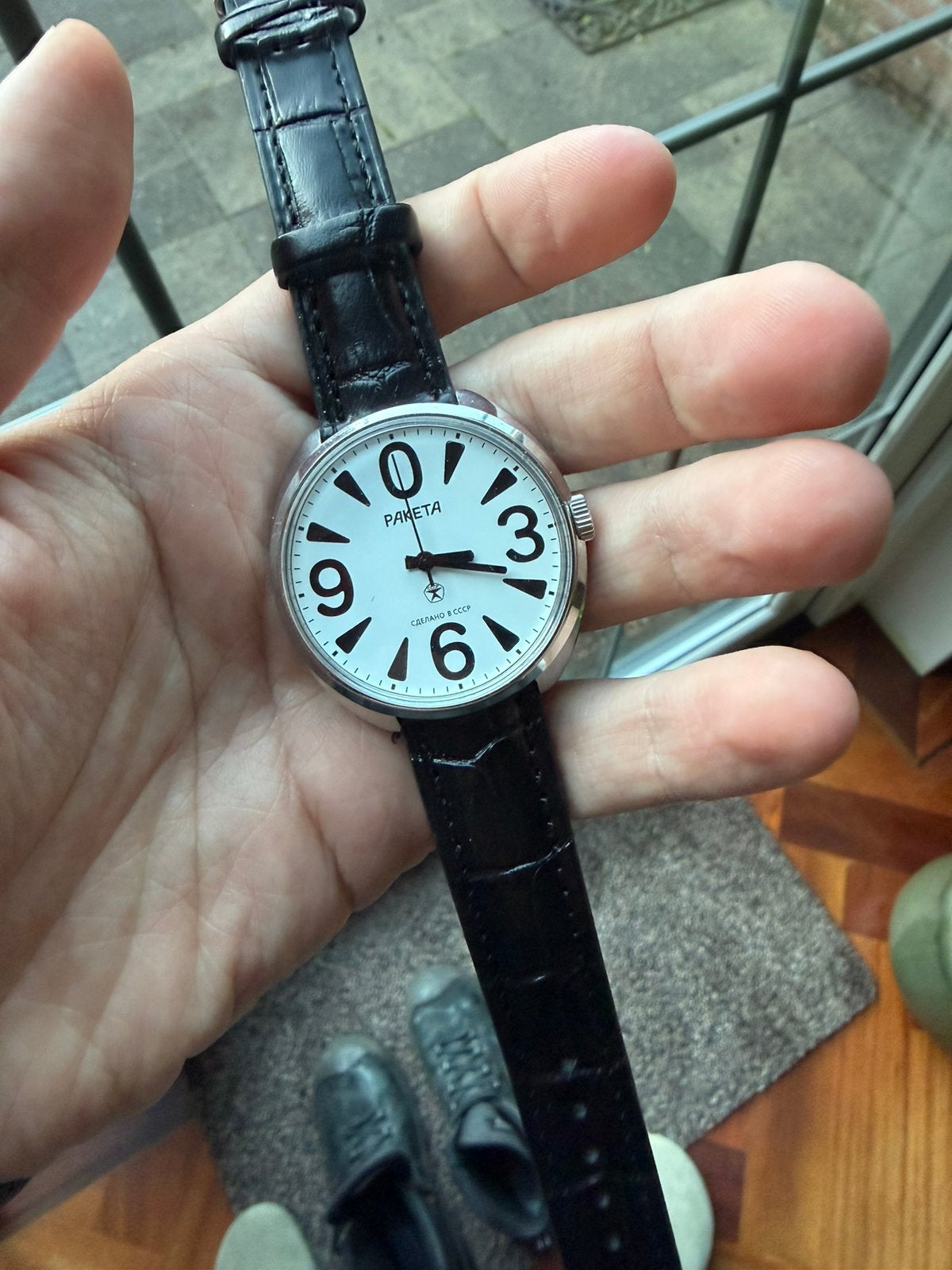 Raketa Big Zero NOS, Overige merken, Leer, Staal, Polshorloge