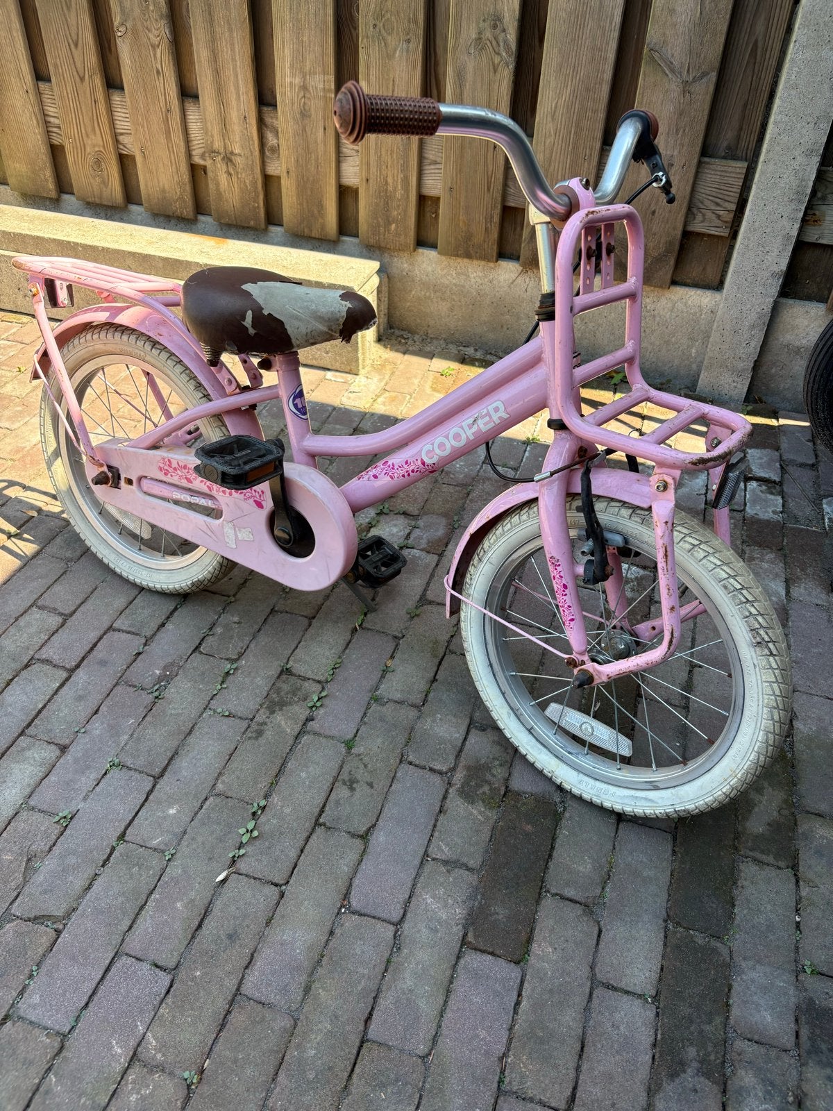 Roze kinderfiets popal cooper 16 inch, Ophalen, Gebruikt, Terugtraprem, 16 tot 20 inch