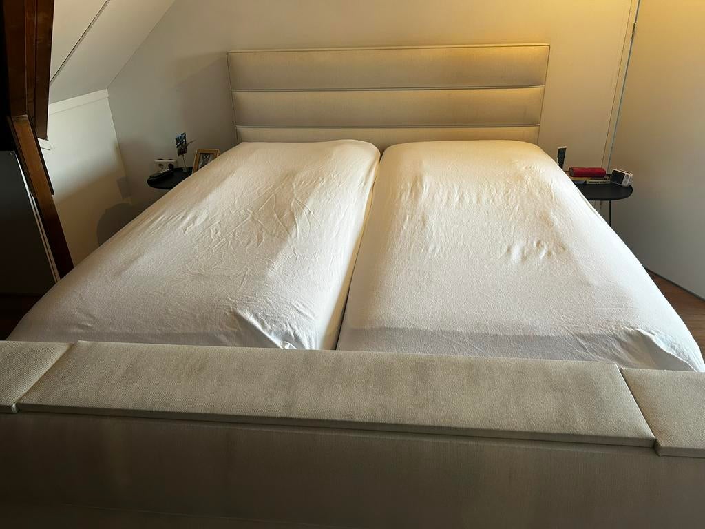 Elektrische boxspring 180x220, Ophalen, Tweepersoons, 180 cm, Crème