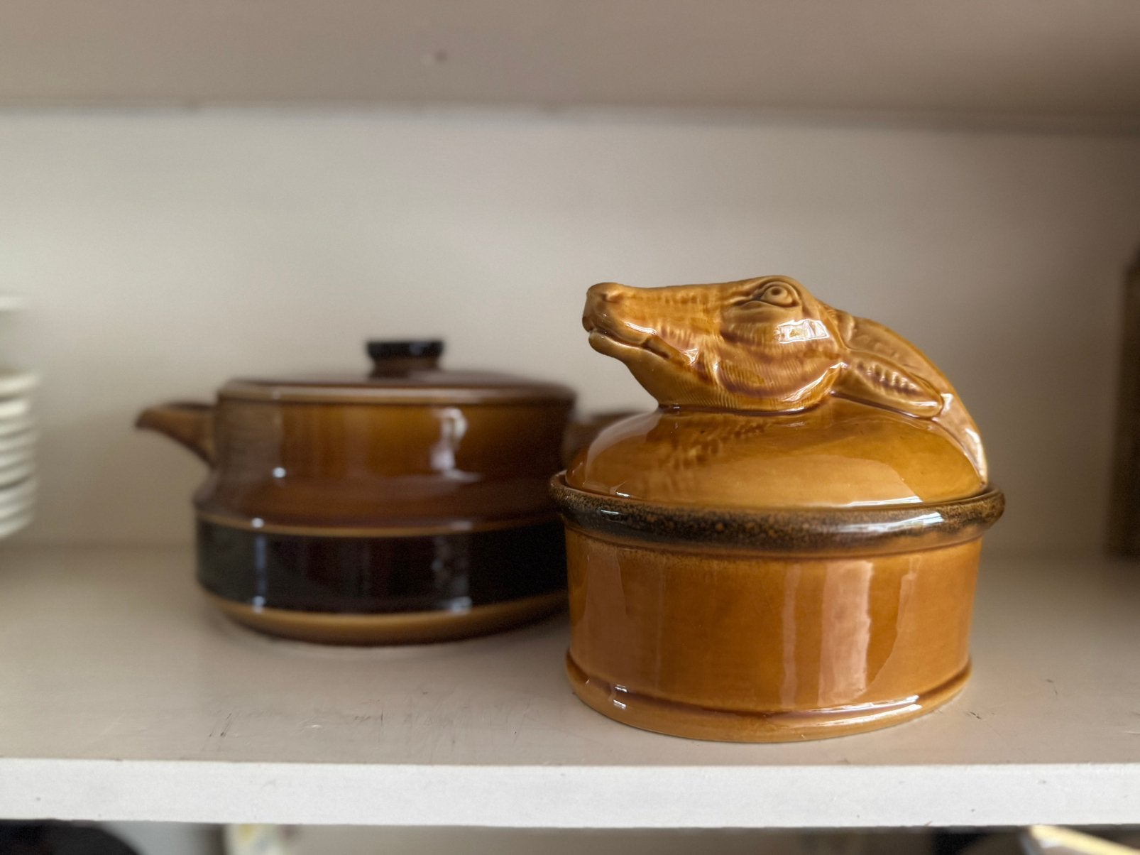 Vintage Franse Patéterrine – Caramel Keramiek (Jaren 60/70), Ophalen of Verzenden