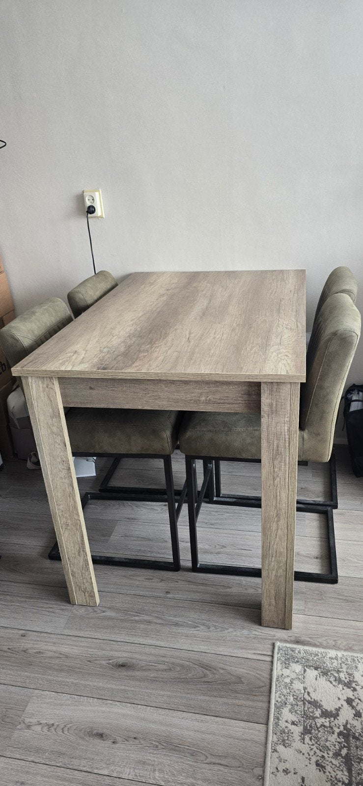 Eettafel met 4 stoelen, Ophalen, 100 tot 150 cm, 50 tot 100 cm, Zo goed als nieuw