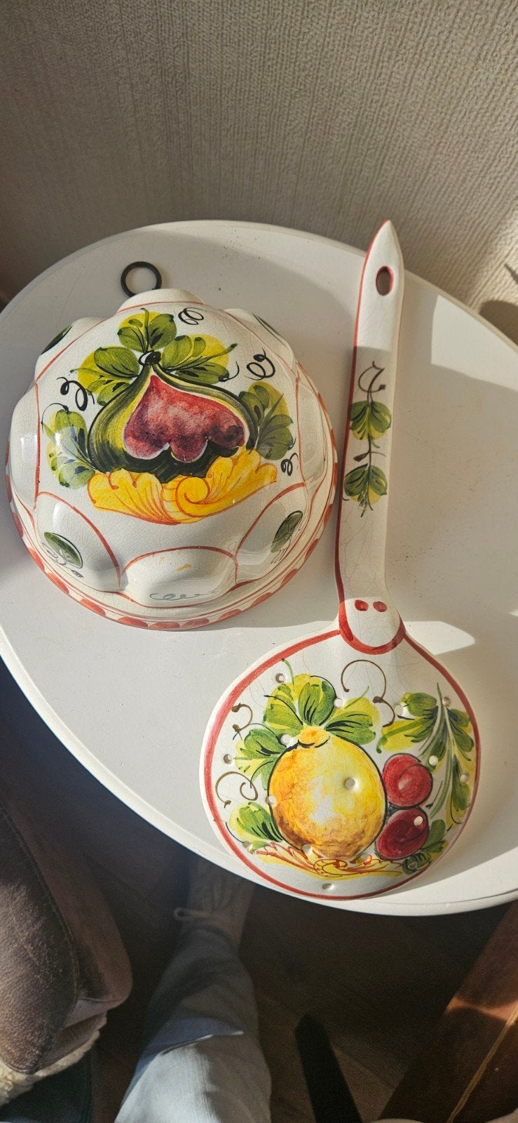 Vintage Italiaans Keramiek: Vorm en Lepel - Handgeschilderd, Antiek en Kunst, Ophalen of Verzenden