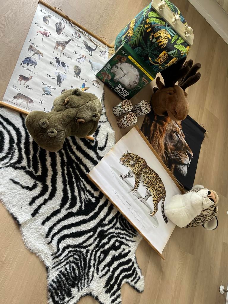 Complete Junglekamer Accessoires Set - Dierenkoppen & Meer, Ophalen, Meerkleurig, Overige stijlen, Zo goed als nieuw