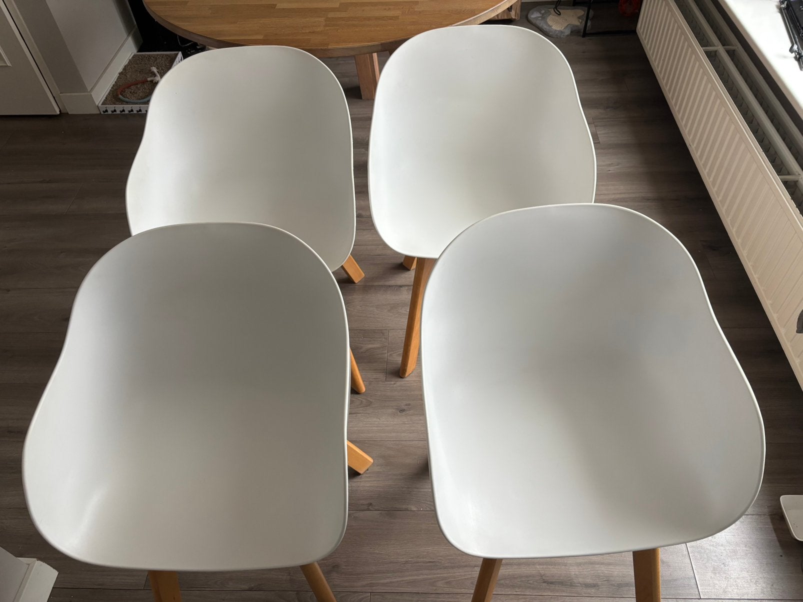 4 eetkamerstoelen, Huis en Inrichting, Ophalen, Wit, Kunststof, Vier