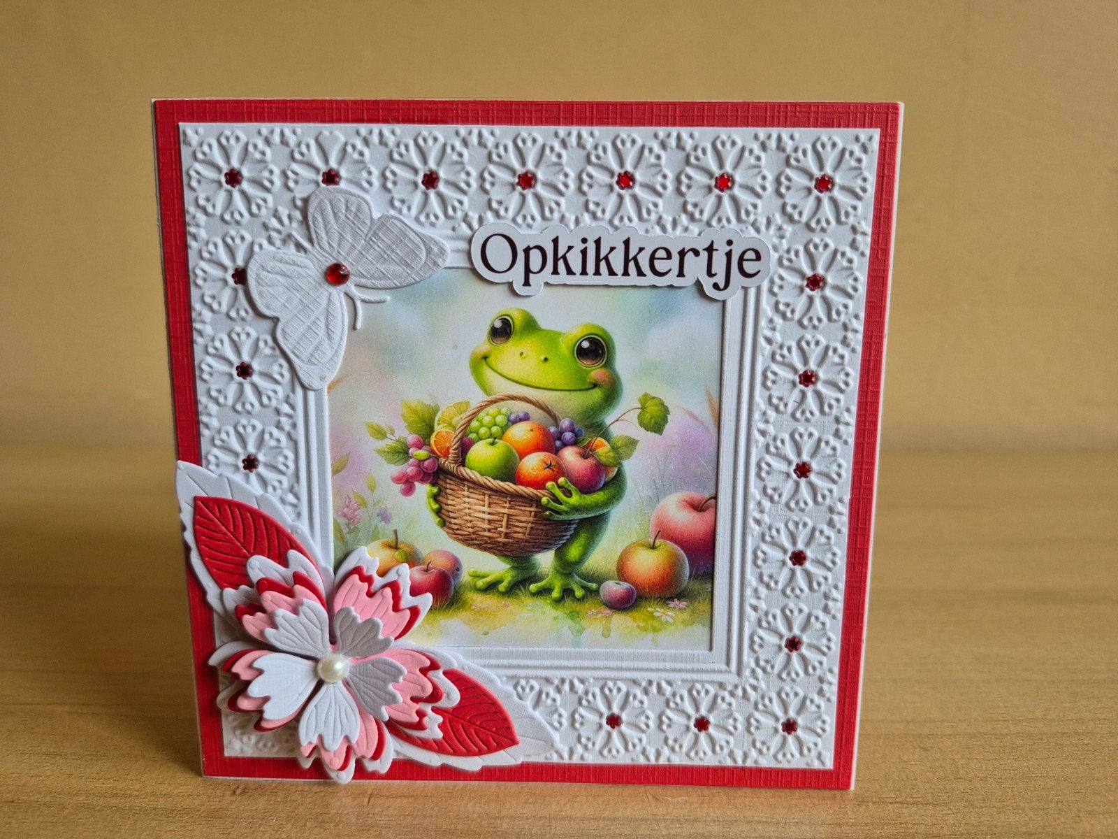 343a) zelfgemaakte kaart- opkikkertje (fruit), Ophalen of Verzenden, Nieuw