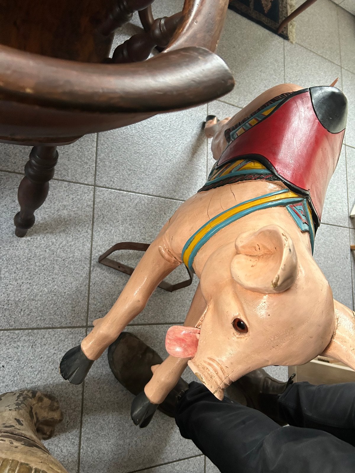 Oud carrousel varkentje - Uniek decoratiestuk, Ophalen