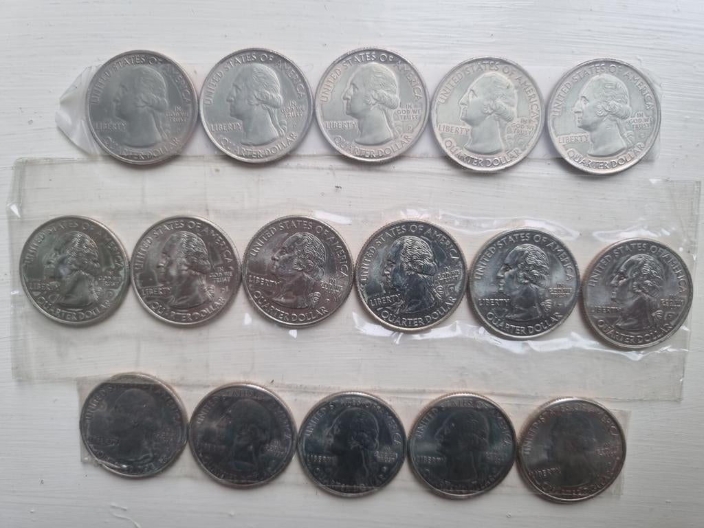 16 x quarter dollar, Ophalen of Verzenden, Noord-Amerika
