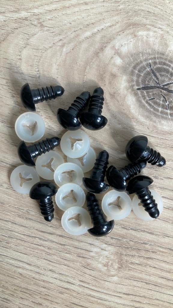 Veiligheidsoogjes 12mm 10x zwart Knaak, Hobby en Vrije tijd, Breien en Haken, Ophalen of Verzenden, Nieuw, Breien of Haken, Wol of Garen