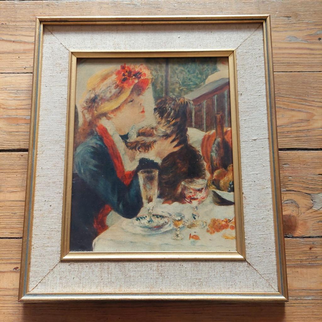 Lucky Vintage prent Renoir vrouw & hondje originele lijst, Ophalen of Verzenden