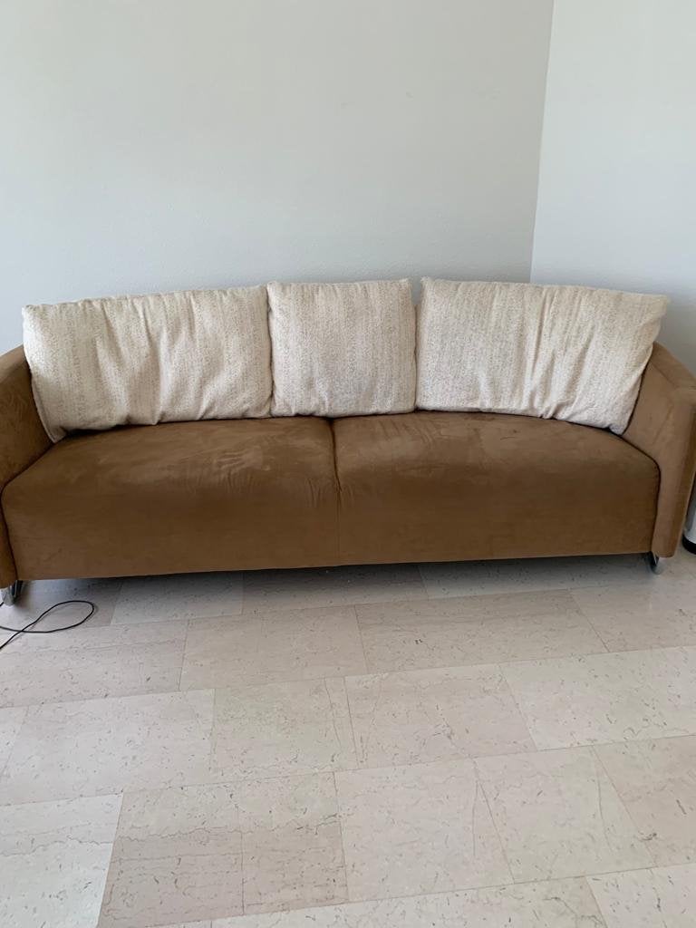 Leolux Design Bankstel 2 en 3 zits - Bruin Suede, Huis en Inrichting, Banken | Bankstellen, Ophalen, Gebruikt, Leolux banstellen 2zits + 3zits