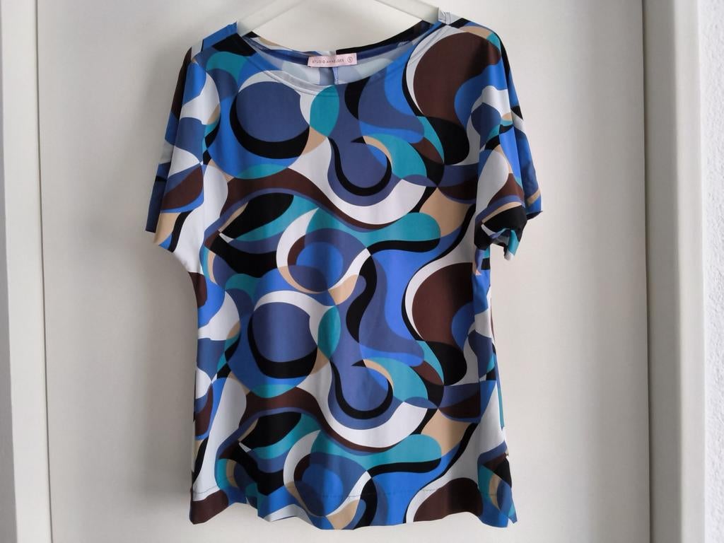 Mooie kleurrijke dames top shirt merk Studio Anneloes maat S, Ophalen of Verzenden, Zo goed als nieuw, Korte mouw, Maat 36 (S)