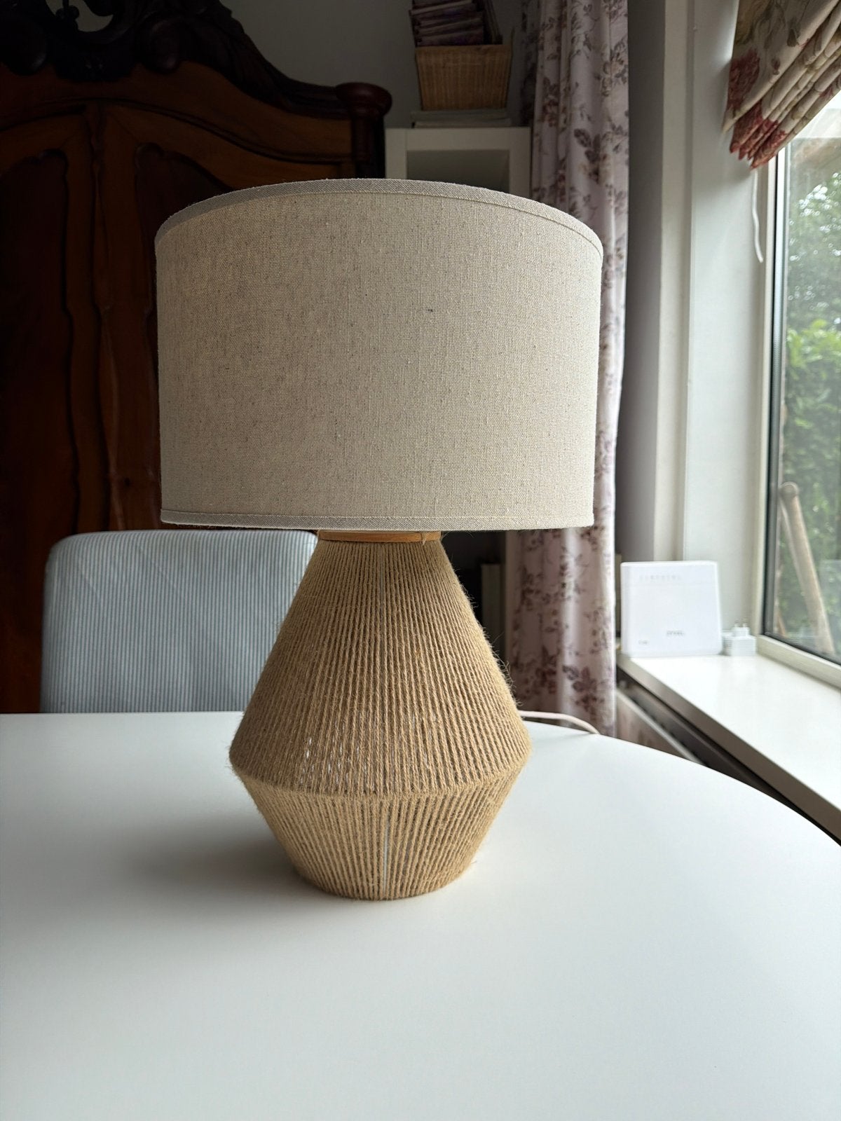 ZARA HOME Tafellamp met Jute en Stoffen Kap, Ophalen of Verzenden, Zo goed als nieuw