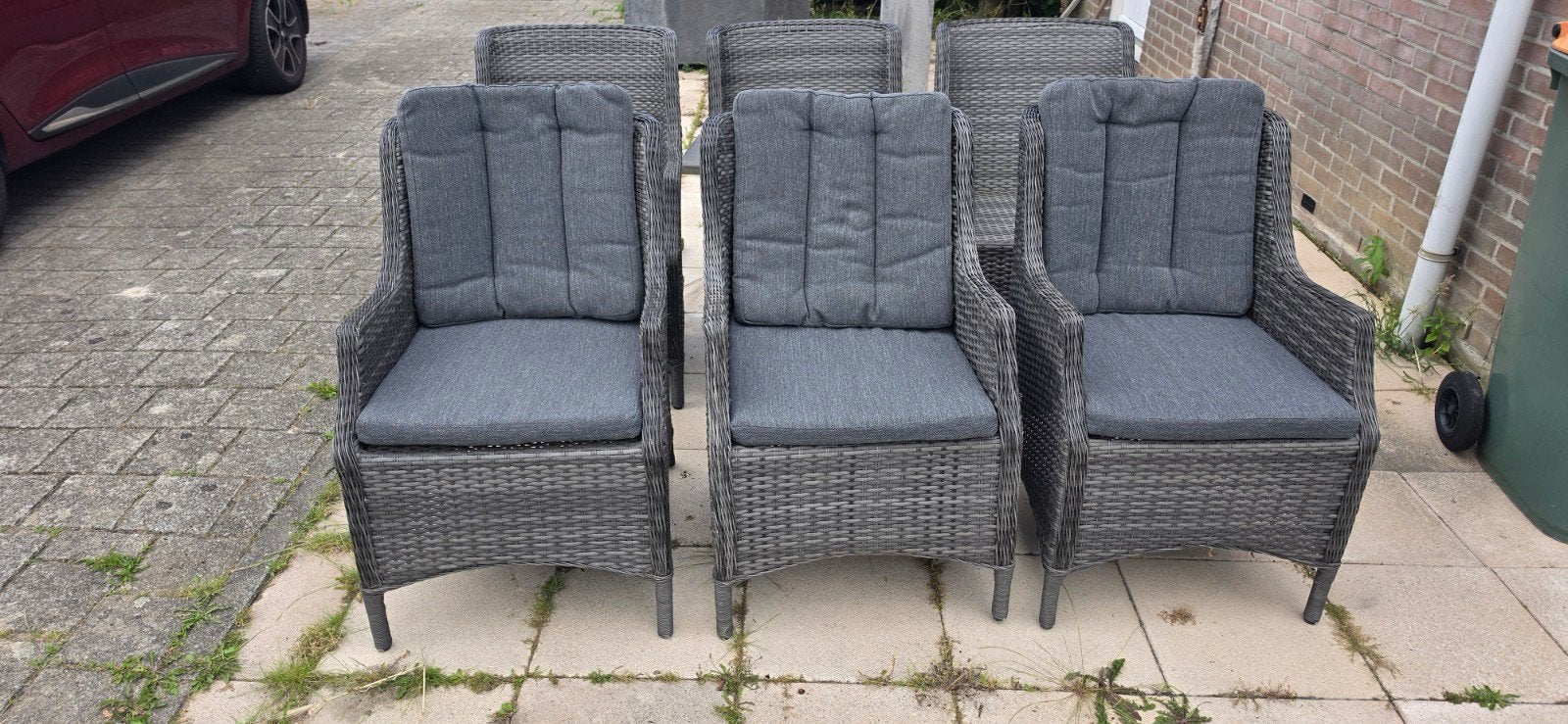 6x luxe wicker tuinstoelen tuinstoel 12 zgan kussens. Alu fr, Ophalen, Zo goed als nieuw, Wicker