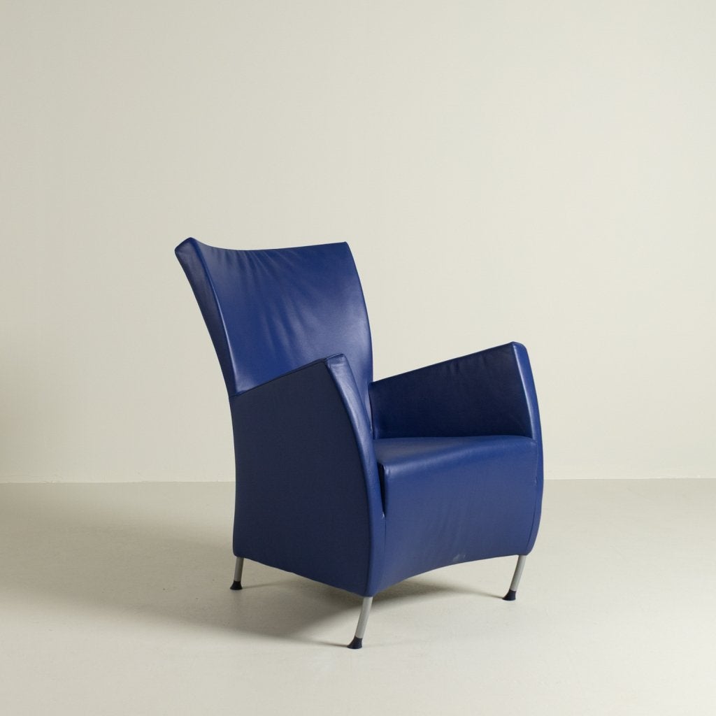 Montis Windy Fauteuil Blauw Leer - Grijs, Niet ingevuld, Zo goed als nieuw, Niet ingevuld, Niet ingevuld