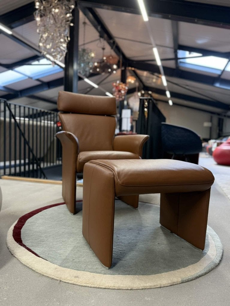 Nieuw Jori Aqua Fauteuil bruin leer Design stoel hoofdsteun, Jori, Nieuw, Ophalen of Verzenden, 50 tot 75 cm