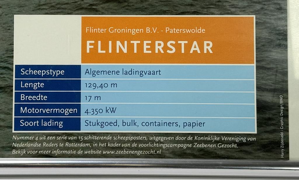 278. Scheepsposter, Harry Zijderveld – Flinterstar., Ophalen of Verzenden