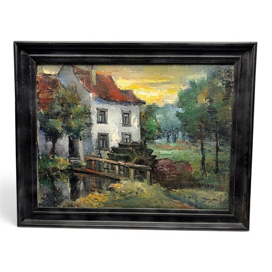 Waltère J Neuhof (1904-1982) Smokkelmolen Kasteel Neercanne, Antiek en Kunst, Kunst | Schilderijen | Klassiek, Ophalen of Verzenden