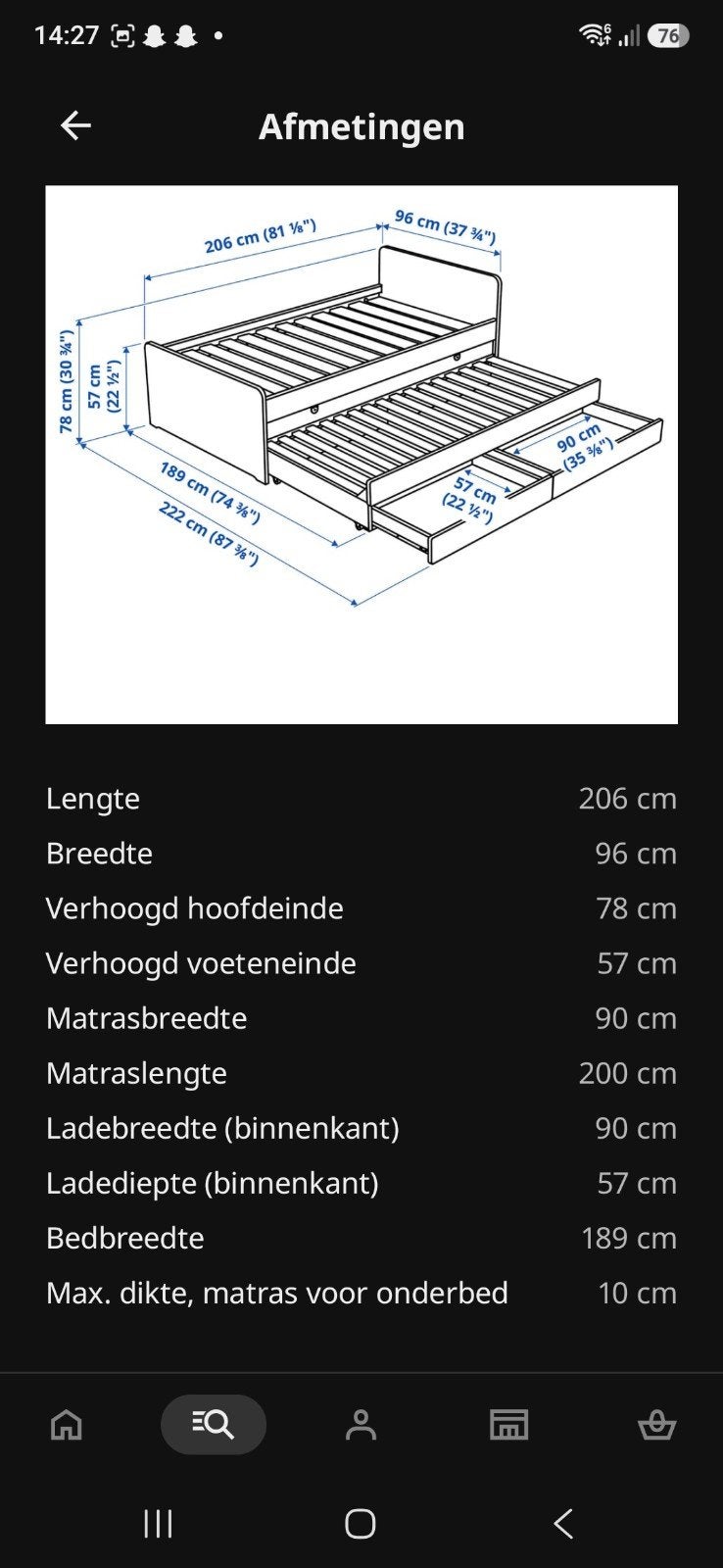 IKEA släkt bed met 2 lades - Wit, Ophalen, Gebruikt, 90 cm, Wit