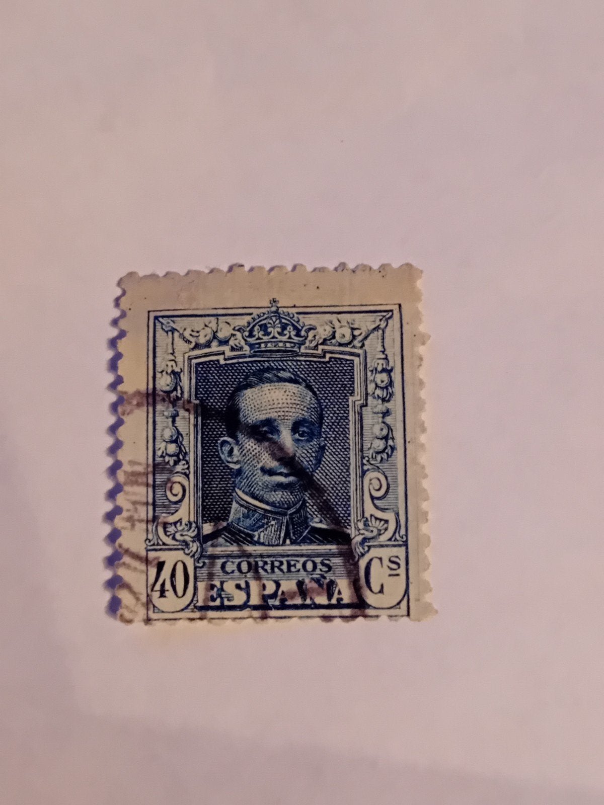 Spaanse postzegel met portret, 40 centimos, Ophalen of Verzenden, Gestempeld