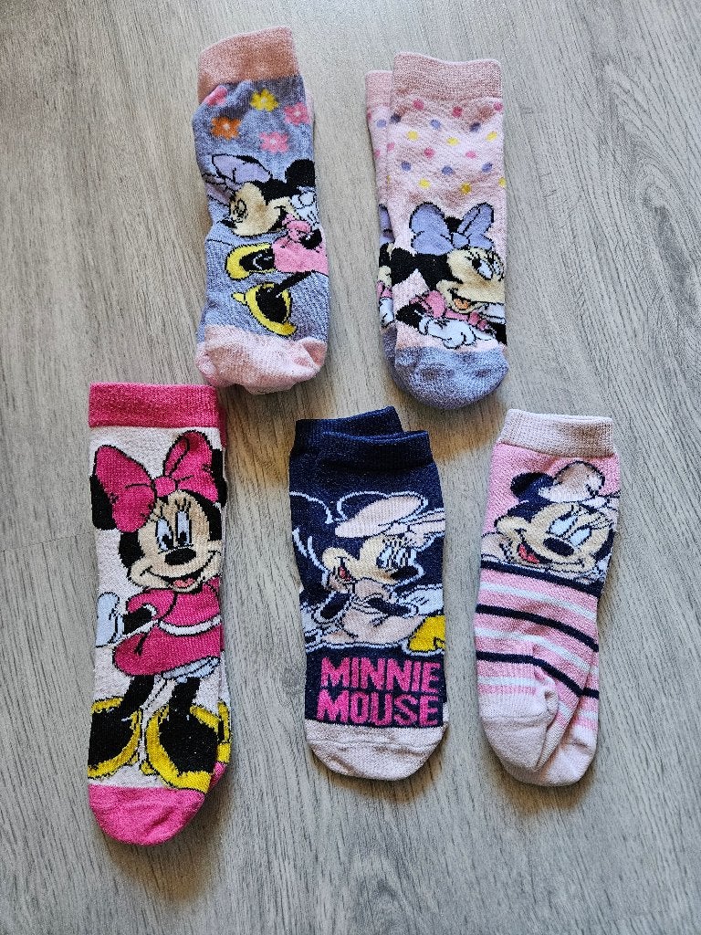 5 paar Minnie Mouse lange sokken maat 23/26 zeer goede staat, Minnie Mouse, Jongen of Meisje, Ophalen of Verzenden, Zo goed als nieuw