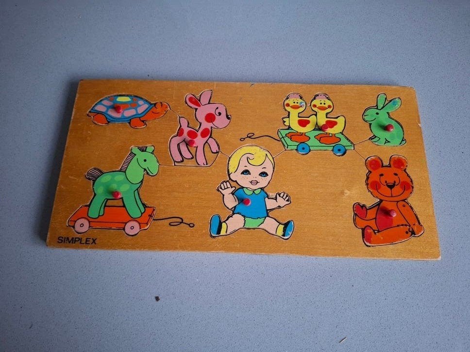 Vintage Simplex houten puzzel 30x15 cm, Ophalen of Verzenden, Gebruikt
