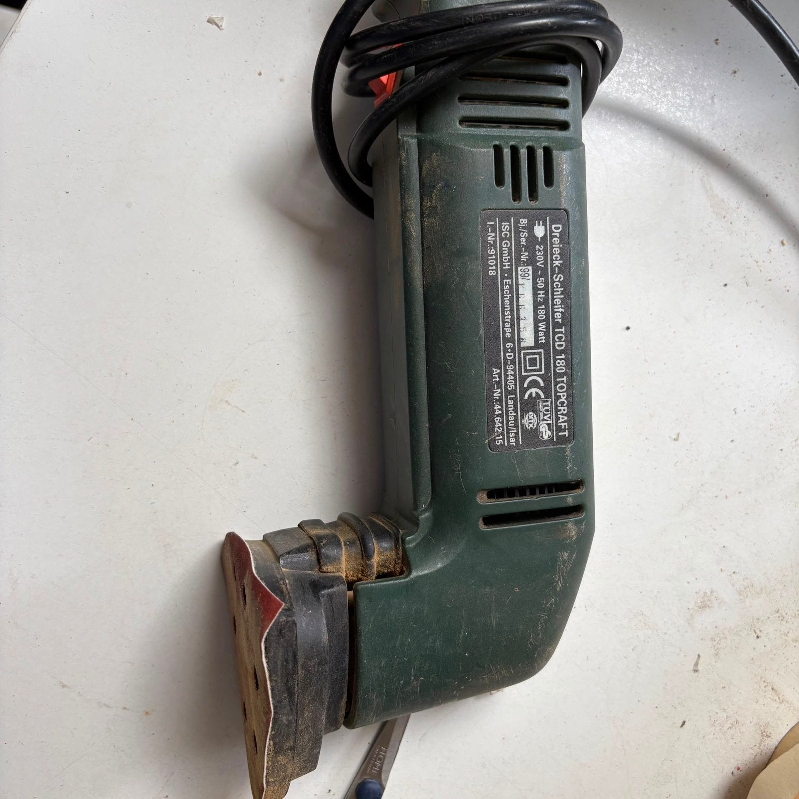 Topcraft Driehoekschuurmachine TCD 180 - 180 Watt, Ophalen, Gebruikt, Minder dan 600 watt, Overige typen