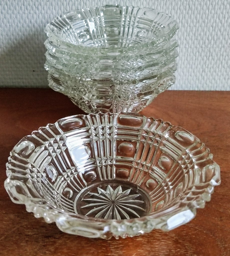 Set oude glazen schaaltjes ~ jaren 50, Antiek en Kunst, Ophalen of Verzenden