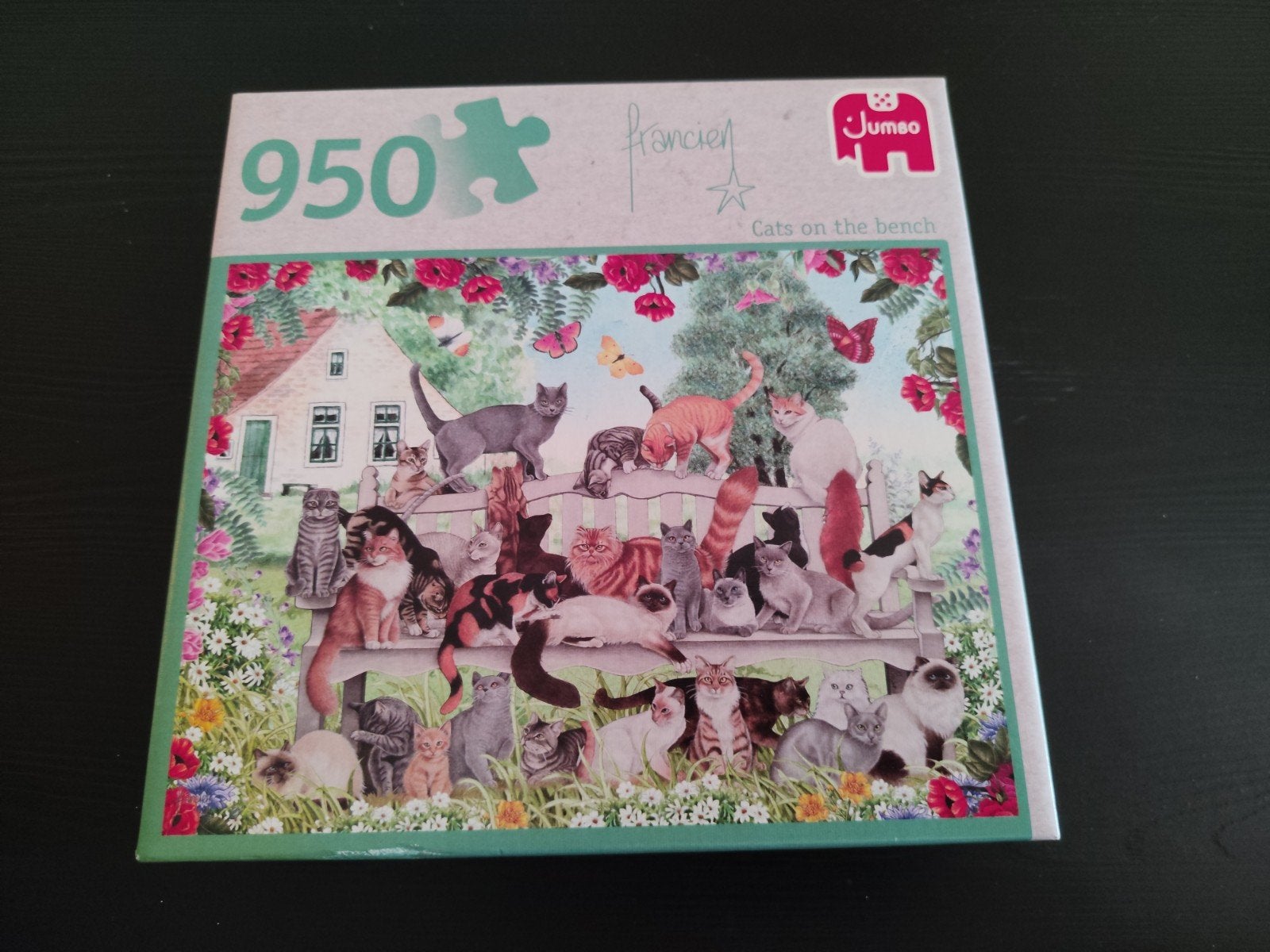 Jumbo Francien's Katten op de bank - 950 stukjes, Verzenden, 500 t/m 1500 stukjes, Zo goed als nieuw, Legpuzzel